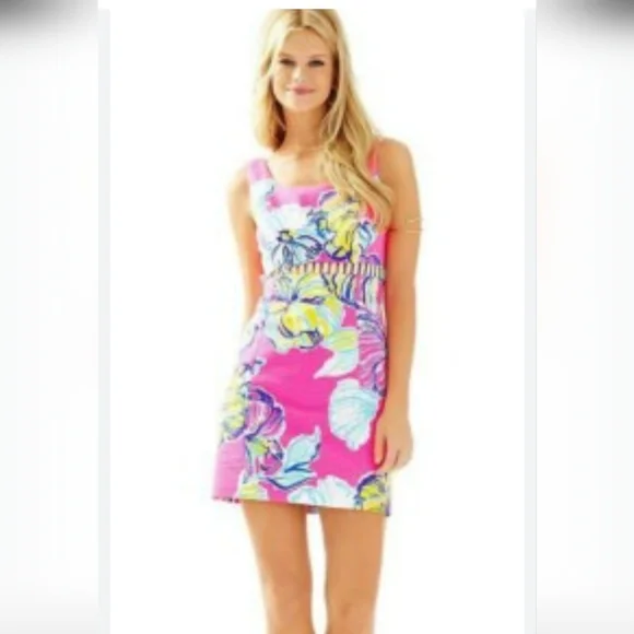 Lilly Pulitzer Ladies Size 12 Iggy Shift Dress Sleeveless Floral Zip Back